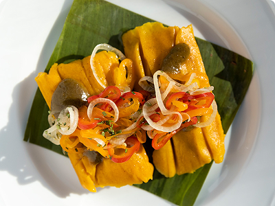 A plate of food representing the cuisine of the restaurant Bolo, a Philadelphia restaurant participating in the Philadelphia Inquirer Food festival, November 15th, 2025, at the Fillmore.
