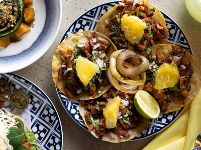 A plate of food representing the cuisine of the restaurant El Chingón, a Philadelphia restaurant participating in the Philadelphia Inquirer Food festival, November 15th, 2025, at the Fillmore.