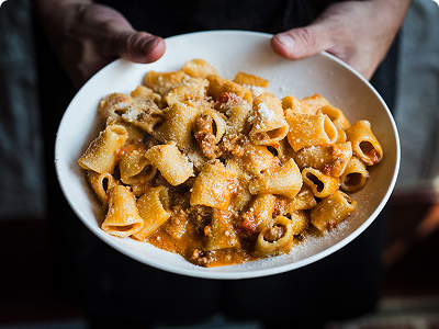 A plate of food representing the cuisine of the restaurant Fiorella, a Philadelphia restaurant participating in the Philadelphia Inquirer Food festival, November 15th, 2025, at the Fillmore.