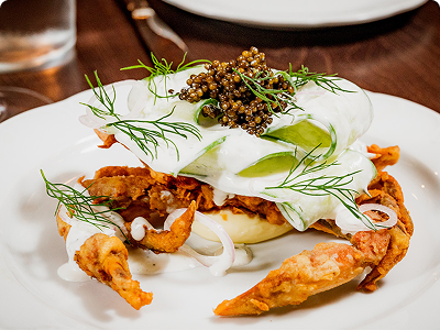 A plate of food representing the cuisine of the restaurant My Loup/ Her Place Supper Club a Philadelphia restaurant participating in the Philadelphia Inquirer Food festival, November 15th, 2025, at the Fillmore.